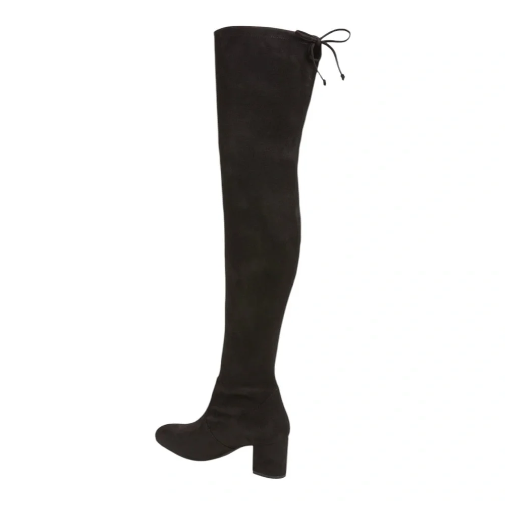 Stuart Weitzman Genna 60 City Suede Over The Knee Boots Black Slim Calf Size 7